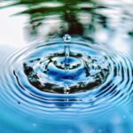 Water drop on lake.