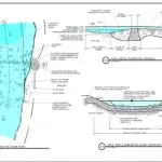 Riffle dam design for natural river restoration and bank stabilization project.